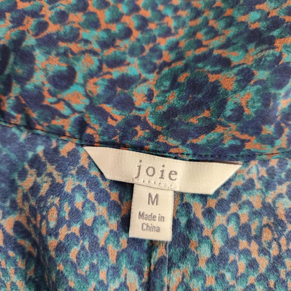 Joie 100% Silk Snakeskin Print Maxi Dress Blue Teal Sleeveless V-Neck M - Picture 6 of 11